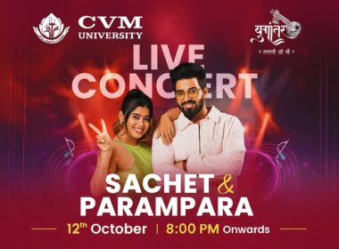 Poster of Sachet and Parampara Live Concert at CVM University, Yugantar 4.0 Yuva Mahotsav 2025, scheduled on 12th October at Shastri Maidan, Vallabh Vidyanagar