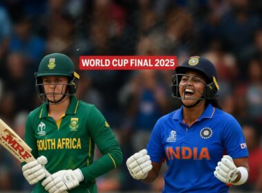 India vs South Africa Women players celebrating victory in the 2025 World Cup final match.
